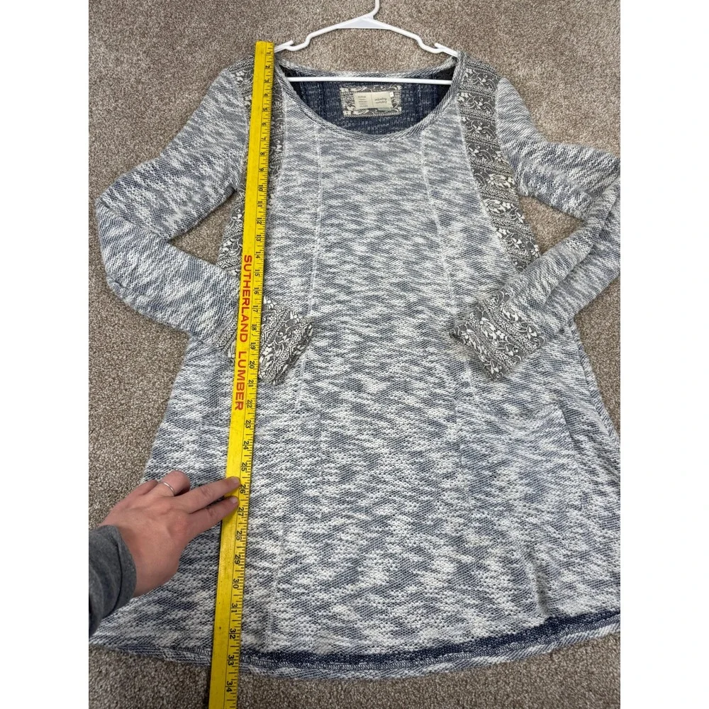 Saturday Sunday Anthropologie Blue Marled Knit Tunic Dress Long Sleeve Pockets S